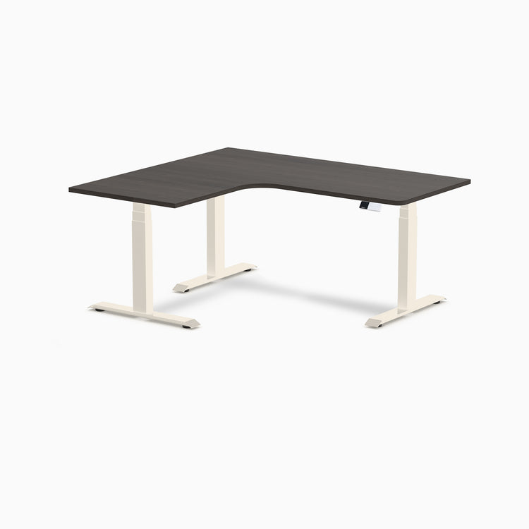 Bureau assis-debout d'angle sur mesure stratifié mélamine
