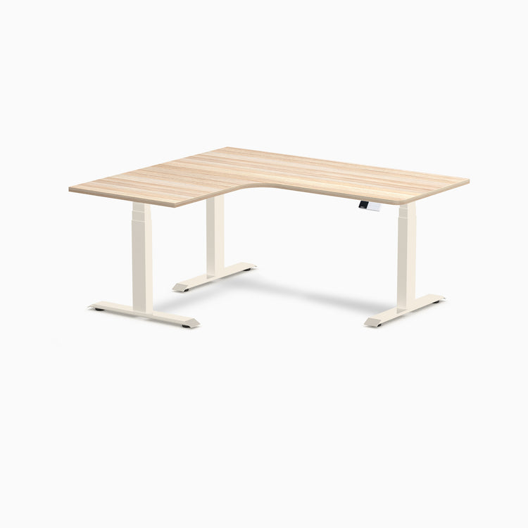 Bureau assis-debout d'angle sur mesure stratifié mélamine