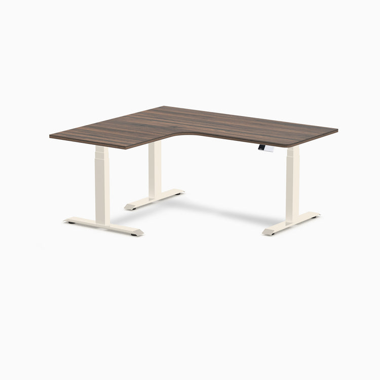 Bureau assis-debout d'angle sur mesure stratifié mélamine