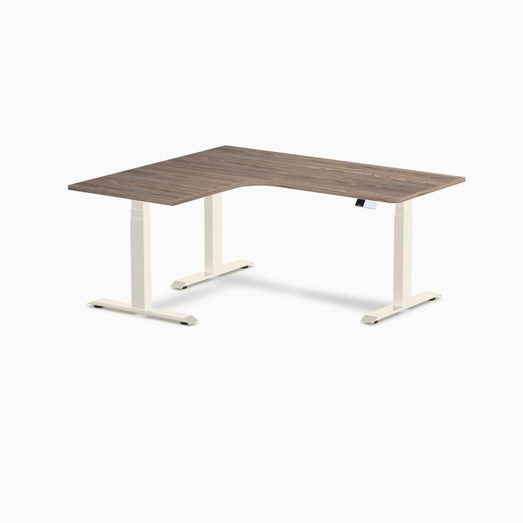 Bureau assis-debout d'angle sur mesure stratifié mélamine