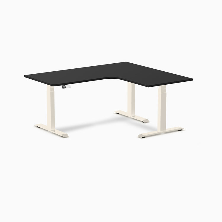 Bureau assis-debout d'angle sur mesure stratifié mélamine