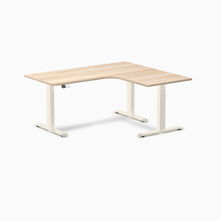 Bureau assis-debout d'angle sur mesure stratifié mélamine