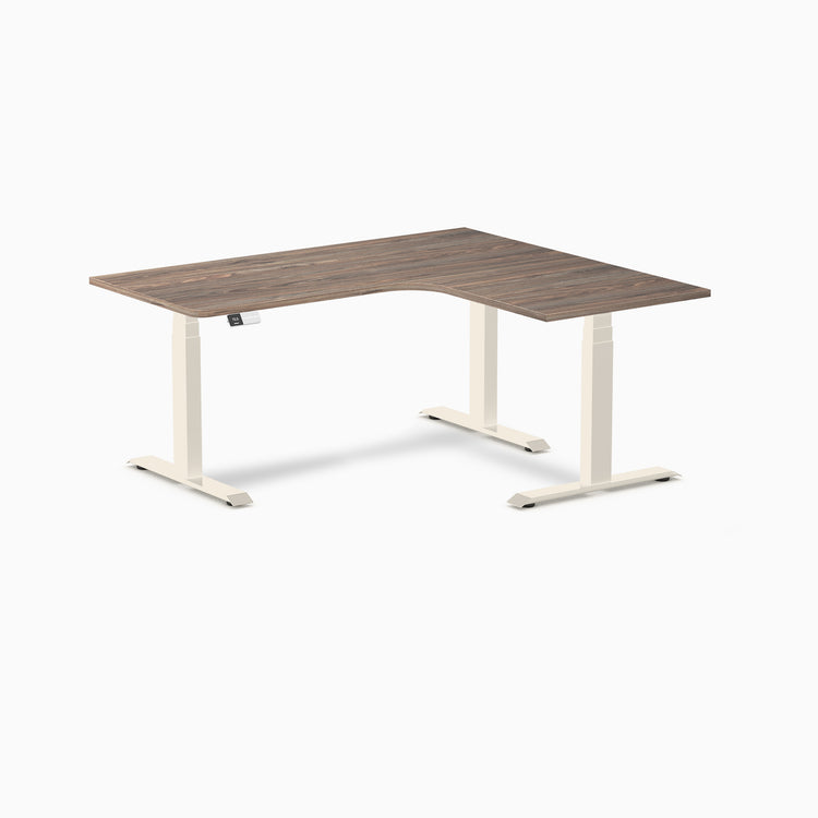 Bureau assis-debout d'angle sur mesure stratifié mélamine
