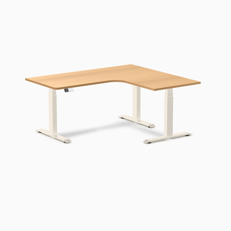 Bureau assis-debout d'angle sur mesure stratifié mélamine