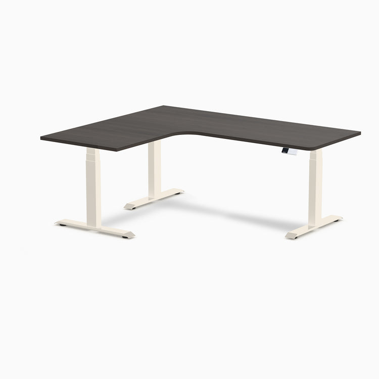 Bureau assis-debout d'angle sur mesure stratifié mélamine