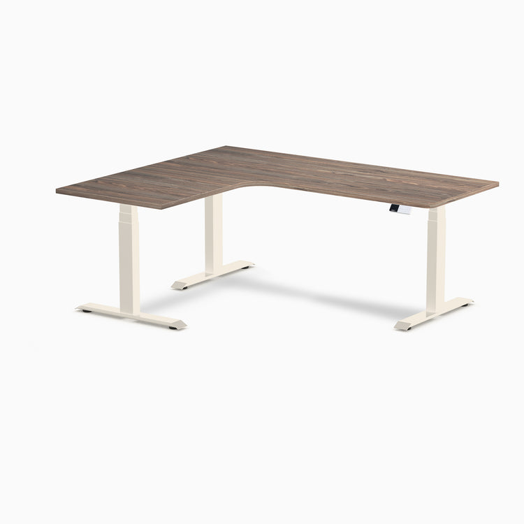 Bureau assis-debout d'angle sur mesure stratifié mélamine