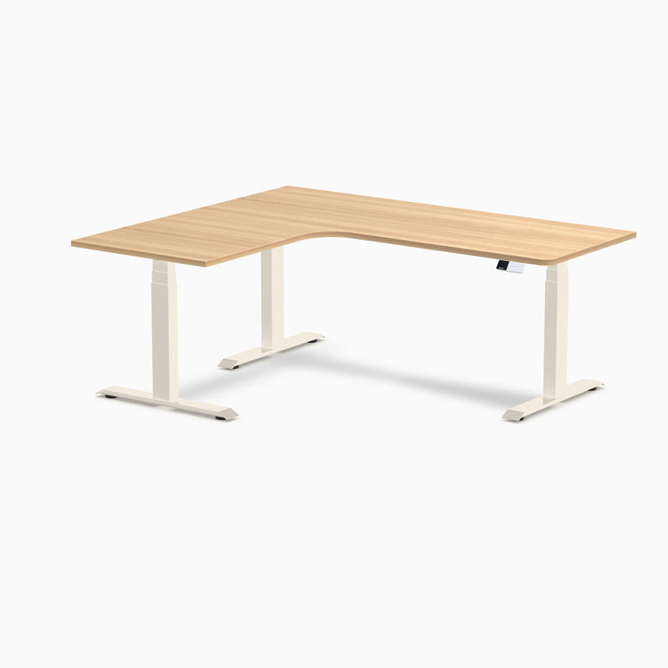 Bureau assis-debout d'angle sur mesure stratifié mélamine