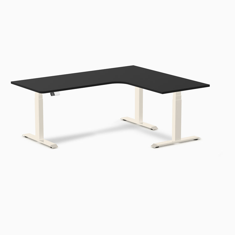 Bureau assis-debout d'angle sur mesure stratifié mélamine