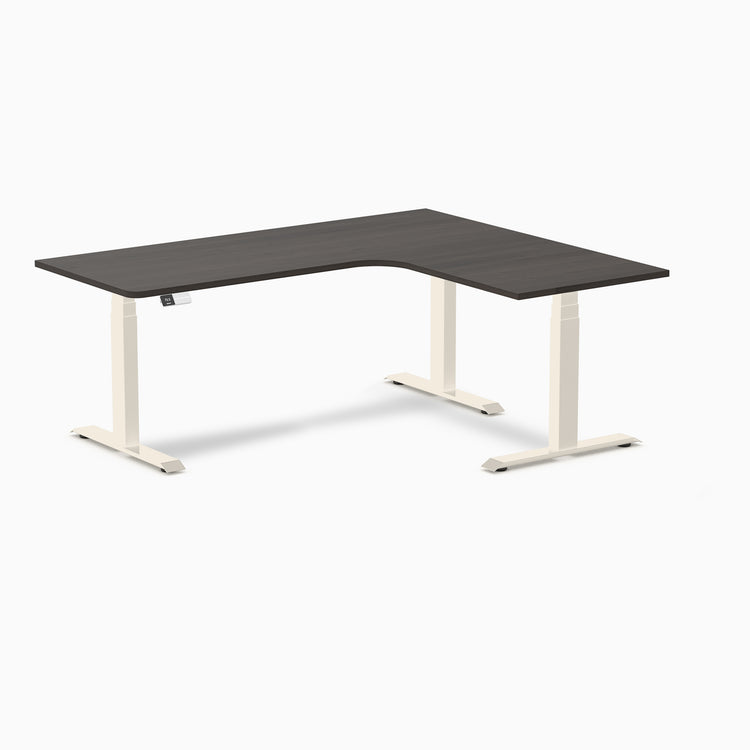 Bureau assis-debout d'angle sur mesure stratifié mélamine