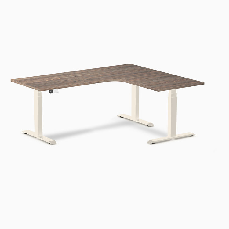 Bureau assis-debout d'angle sur mesure stratifié mélamine