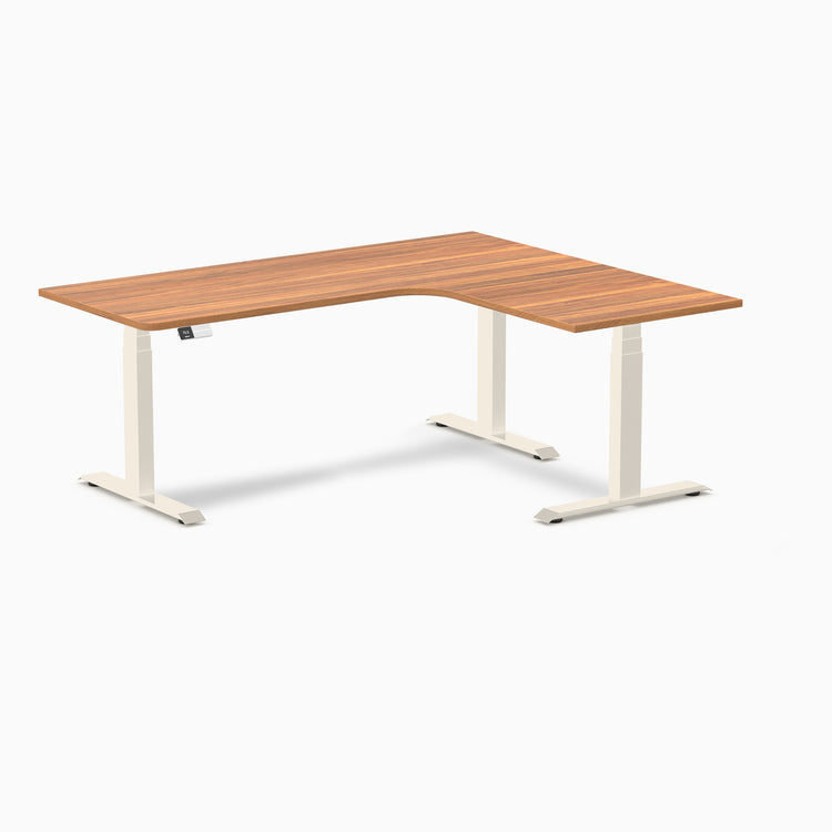 Bureau assis-debout d'angle sur mesure stratifié mélamine