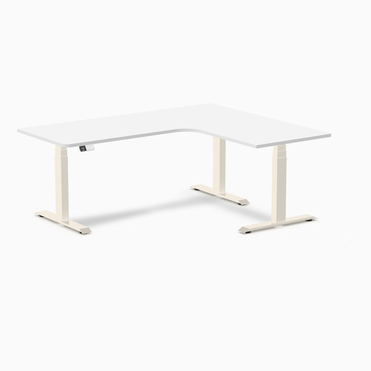 Bureau assis-debout d'angle sur mesure stratifié mélamine