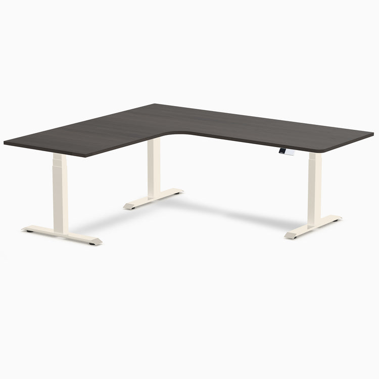 Bureau assis-debout d'angle sur mesure stratifié mélamine