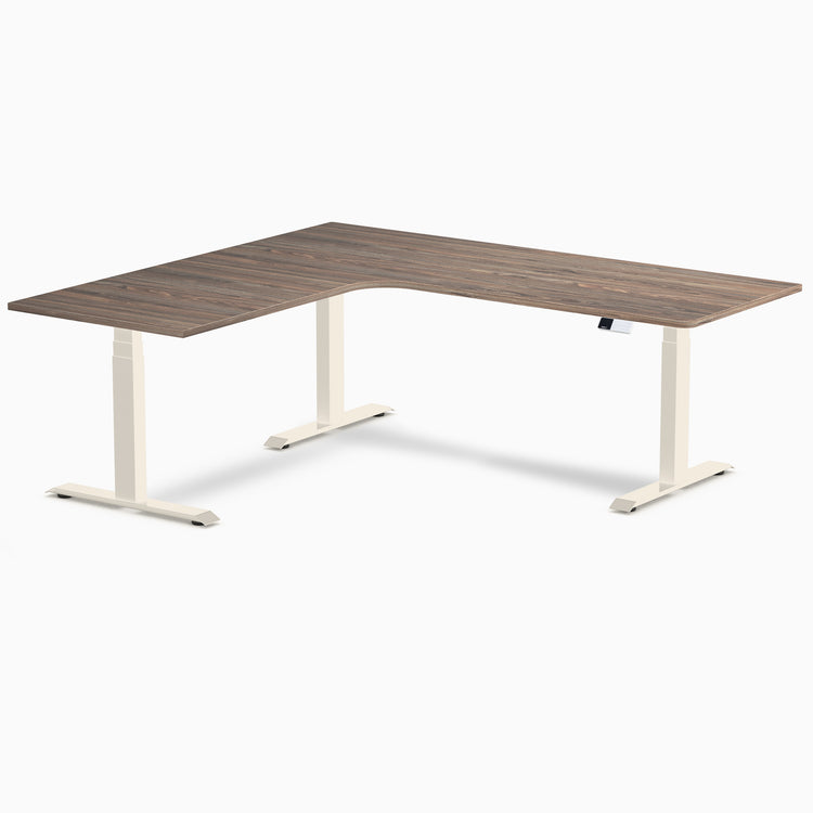 Bureau assis-debout d'angle sur mesure stratifié mélamine