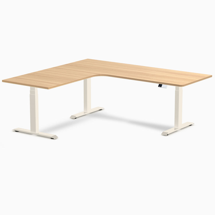 Bureau assis-debout d'angle sur mesure stratifié mélamine