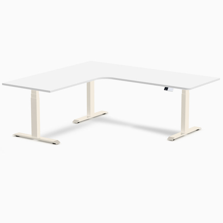 Bureau assis-debout d'angle sur mesure stratifié mélamine