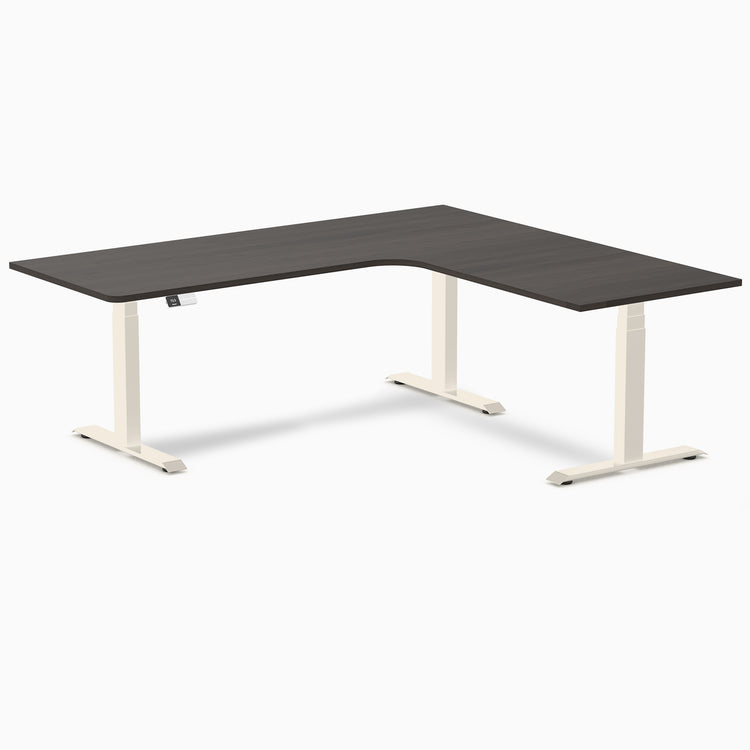 Bureau assis-debout d'angle sur mesure stratifié mélamine
