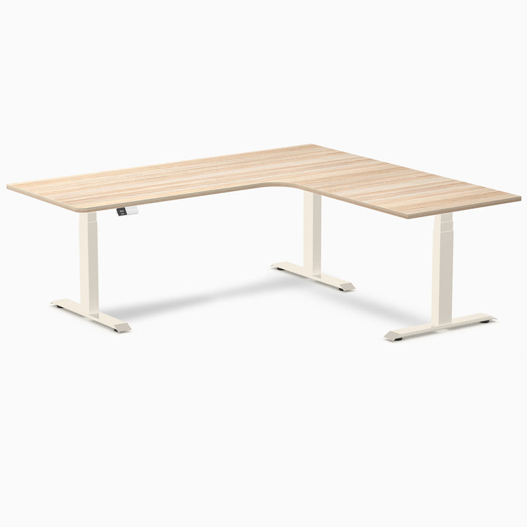 Bureau assis-debout d'angle sur mesure stratifié mélamine