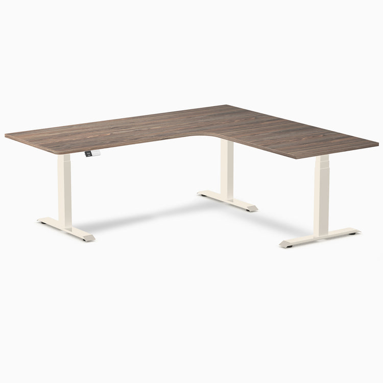 Bureau assis-debout d'angle sur mesure stratifié mélamine