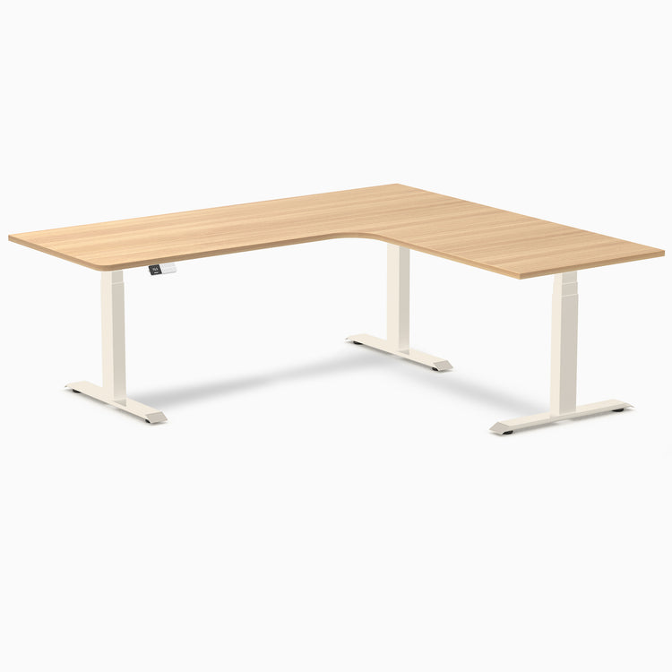 Bureau assis-debout d'angle sur mesure stratifié mélamine