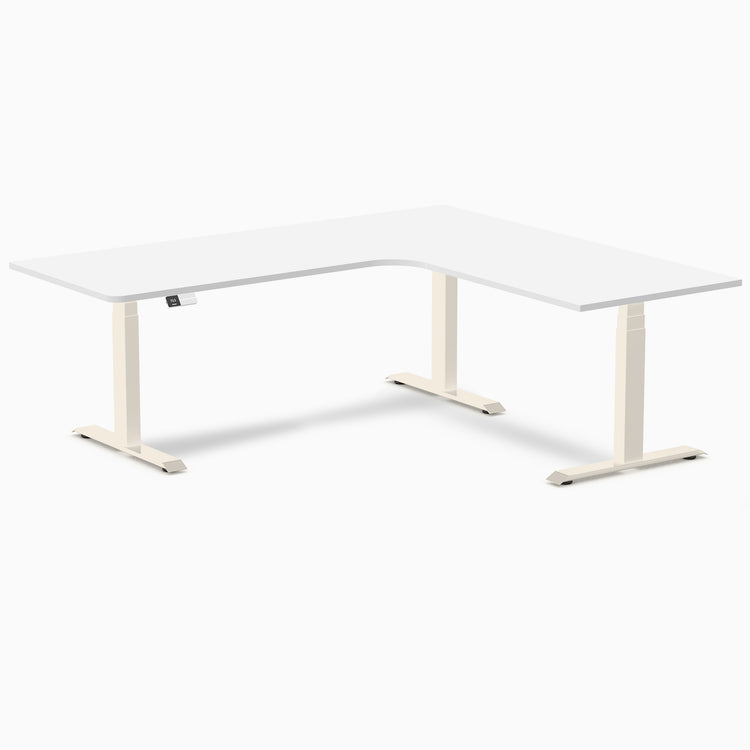Bureau assis-debout d'angle sur mesure stratifié mélamine