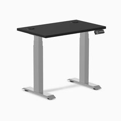 Desky Dual Mini Sit Stand Desk, Black desktop, Grey frame