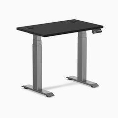 Desky Dual Mini Sit Stand Desk, Black desktop, Space Grey frame