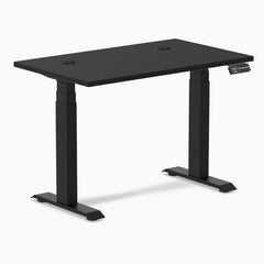 Desky Dual Mini Sit Stand Desk, Black desktop, Matte Black frame
