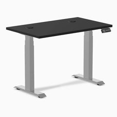 Desky Dual Mini Sit Stand Desk, Black desktop, Grey frame