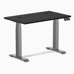 Desky Dual Mini Sit Stand Desk, Black desktop, Space Grey frame