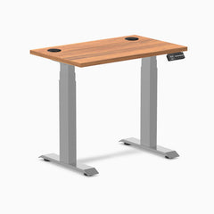 Desky Dual Mini Sit Stand Desk, Prime Oak desktop, Grey frame