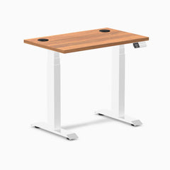 Desky Dual Mini Sit Stand Desk, Prime Oak desktop, White frame