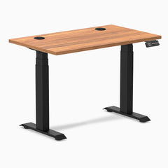Desky Dual Mini Sit Stand Desk, Prime Oak desktop, Matte Black frame
