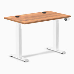 Desky Dual Mini Sit Stand Desk, Prime Oak desktop, White frame