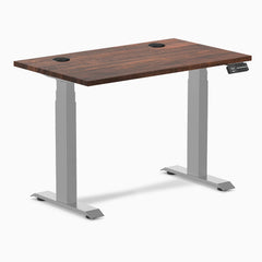 Desky Dual Mini Softwood Sit Stand Desk, American Rustic Pine desktop, Grey frame