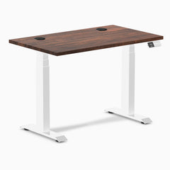 Desky Dual Mini Softwood Sit Stand Desk, American Rustic Pine desktop, White frame