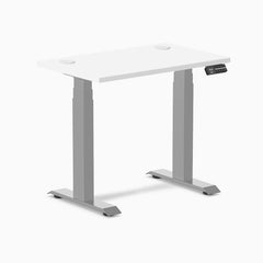 Desky Dual Mini Sit Stand Desk, White desktop, Grey frame