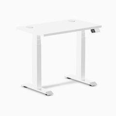 Desky Dual Mini Sit Stand Desk, White desktop, White frame