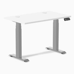 Desky Dual Mini Sit Stand Desk, White desktop, Grey frame
