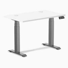 Desky Dual Mini Sit Stand Desk, White desktop, Space Grey frame