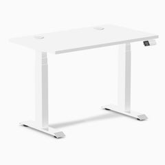 Desky Dual Mini Sit Stand Desk, White desktop, White frame
