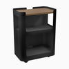 Black open mobile pedestal with natural walnut shelf - Desky