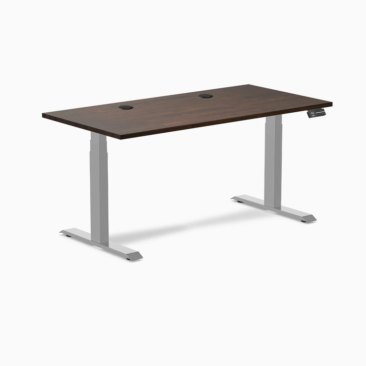 Bureau double assis-debout en bois d'hévéa Desky