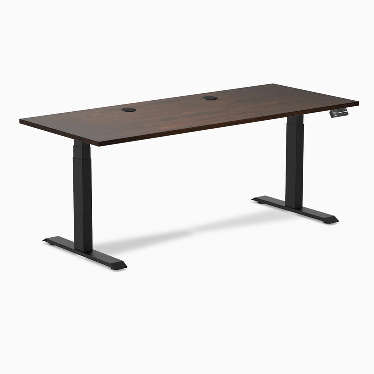 Bureau double assis-debout en bois d'hévéa Desky