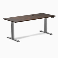 Desky Dual Rubberwood Sit Stand Desk, Dark Walnut desktop, Space Grey frame
