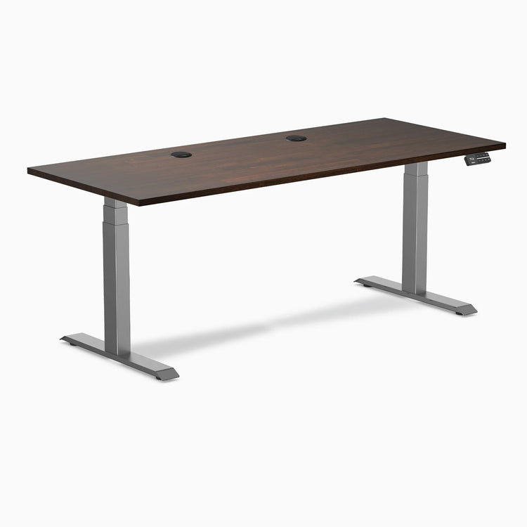 Bureau double assis-debout en bois d'hévéa Desky