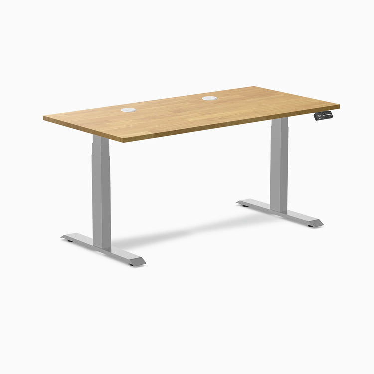 Bureau double assis-debout en bois d'hévéa Desky