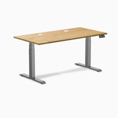 Desky Dual Rubberwood Sit Stand Desk, Light Oak desktop, Space Grey frame