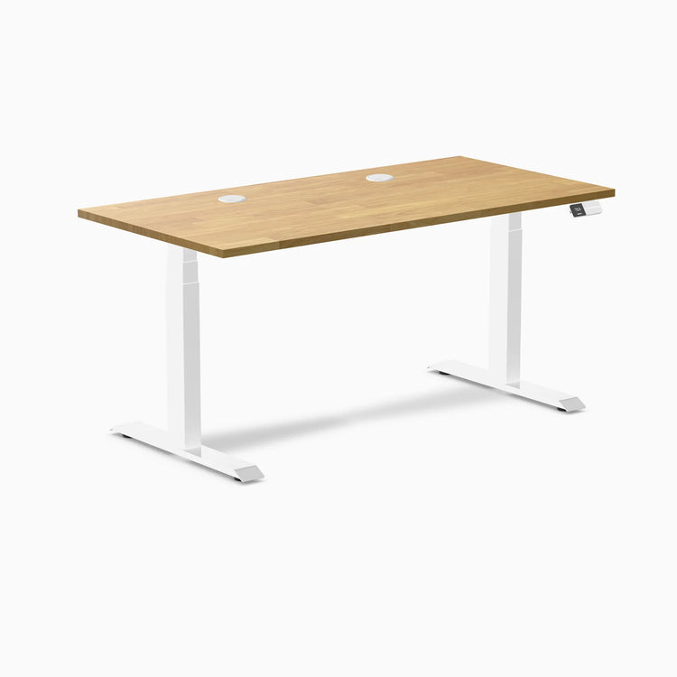 Bureau double assis-debout en bois d'hévéa Desky