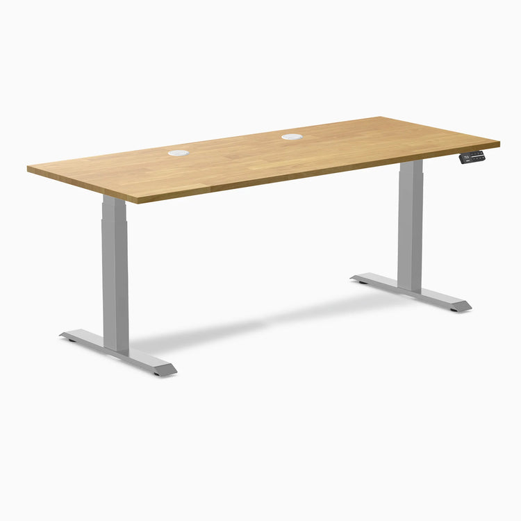 Bureau double assis-debout en bois d'hévéa Desky